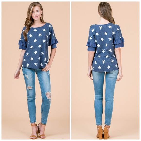 LAST 1! Blue 💕! Ruffle Star Top! - Picture 7 of 7